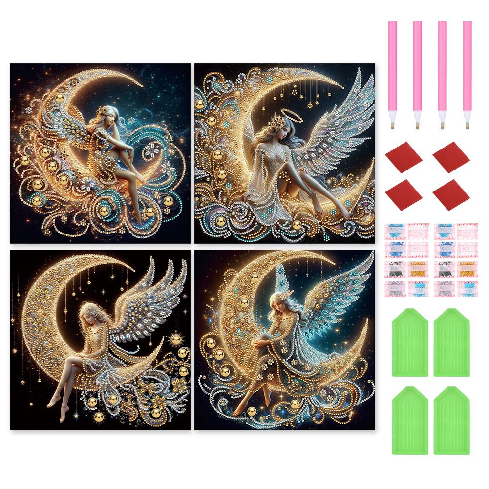 Набор для частичной алмазной вышивки 5D «Сделай сам» для девочки, специальная форма, кристалл, 4 шт., домашний декор