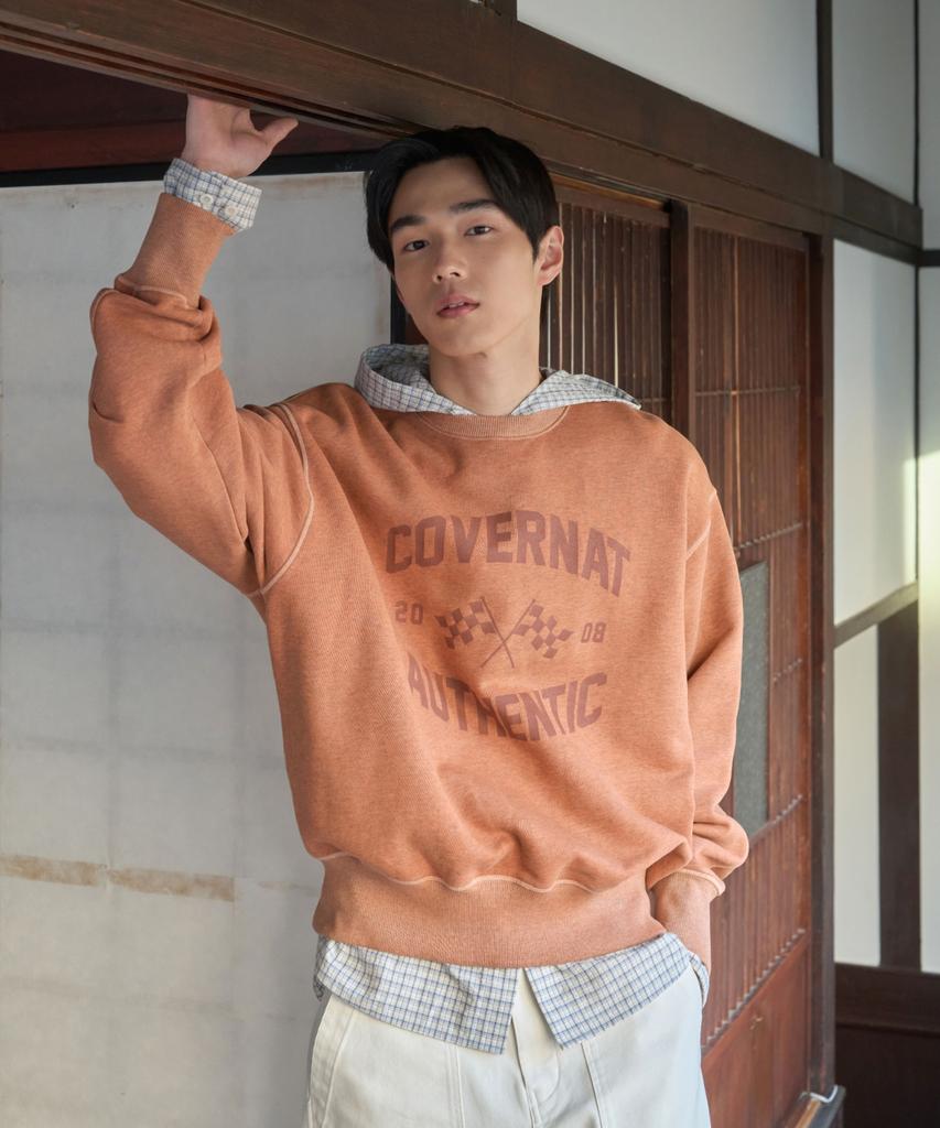 COVERNAT Flag Graphic Pigment Sweatshirt Charcoal