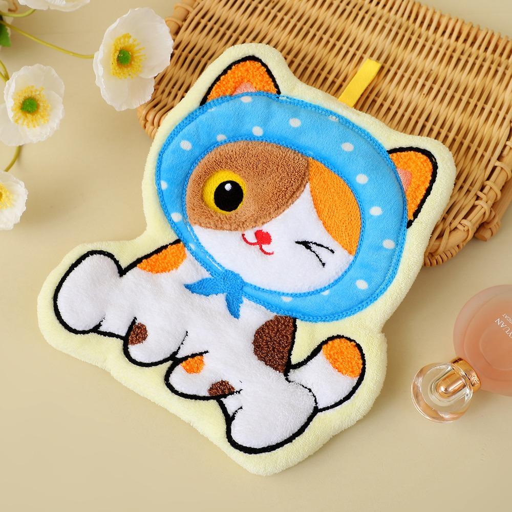 Coral Fleece Kitchen Toilet Handkerchief Cute Cat Bathroom Kerchief High Quality Washcloth