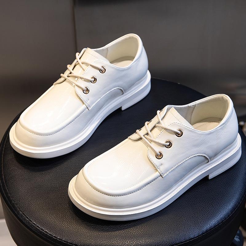 Spring fashion single shoes women's thick heel shallow mouth leather women's shoes round head small leather shoes women's tide