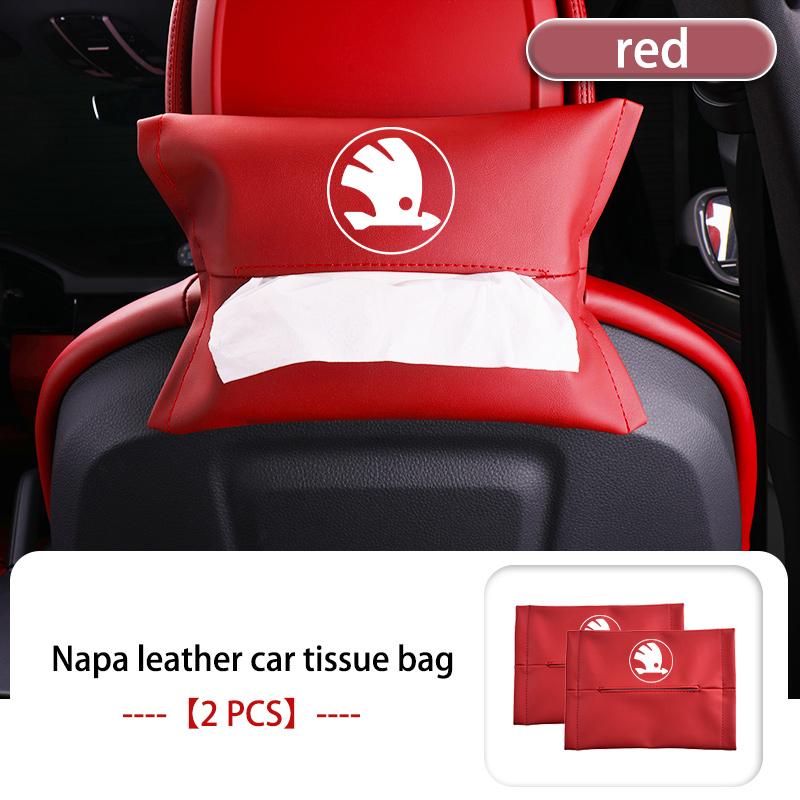 ptncy6 Car Armrest Box Seat Back Hanging Tissue Bag Cover Tissue Storage Accessories For Skoda Kamiq Karoq Octavia 2 3 Rapid Scala Kami