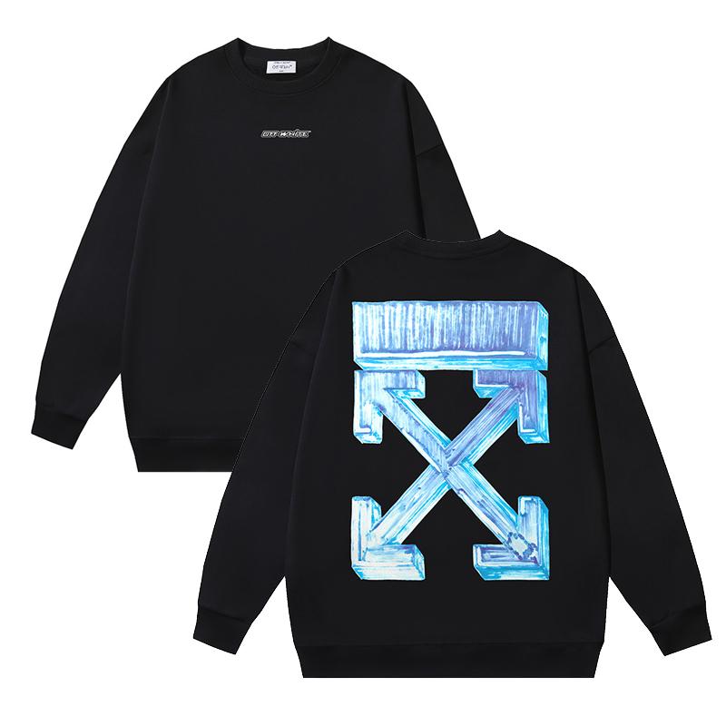 1236 Off-White 2026 Autumn and Winter New OW Three-dimensional Square Arrow Pattern Men's and Women's Round Neck Hoodie