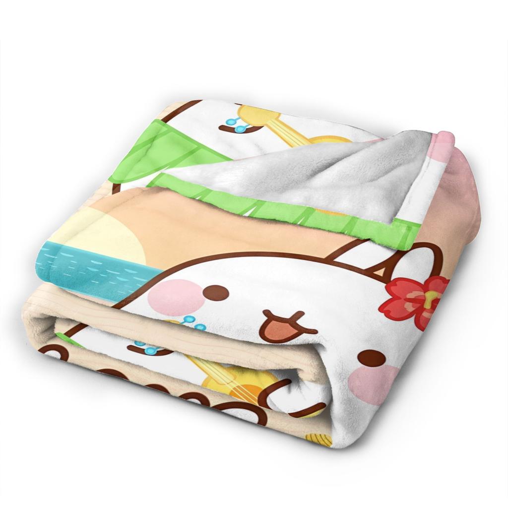 Molang Funny Cartoon Blanket Soft Warm Funny Plush Throw Blanket For Girls Boys Bedroom Flannel Bedspread Bed Cover