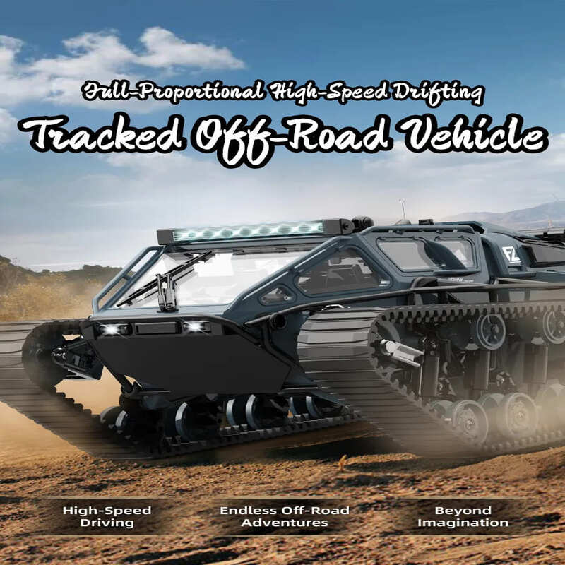 New All-terrain Off-road Four-wheel Rc Car 2.4g Amphibious Wireless Remote Control Track Tank Climbing Off-road Waterproof Armored Car Toy Car