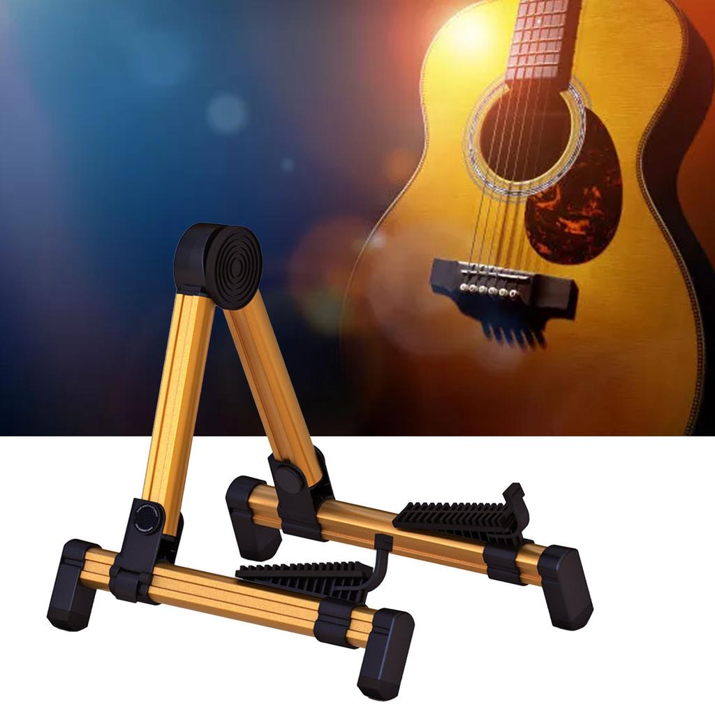 Guitar A Frame Stand Wear Proof Stable Performance Foldable Electric Guitar A Stand Rack for Ukelele Gold