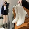 French Short Boots and Ankle Boots Women's Four Seasons Versatile 2025 New Square Martin Elastic Thin Thick Heel High Heel Boots