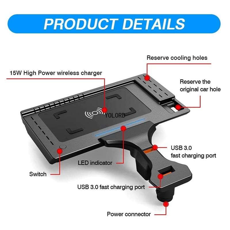 15 Вт автомобиль для беспроводной зарядки Qi быстрое зарядное устройство держатель телефона пластина для BMW X3 G01 X4 iX3 X3M X4M G02 2019 2020 2021