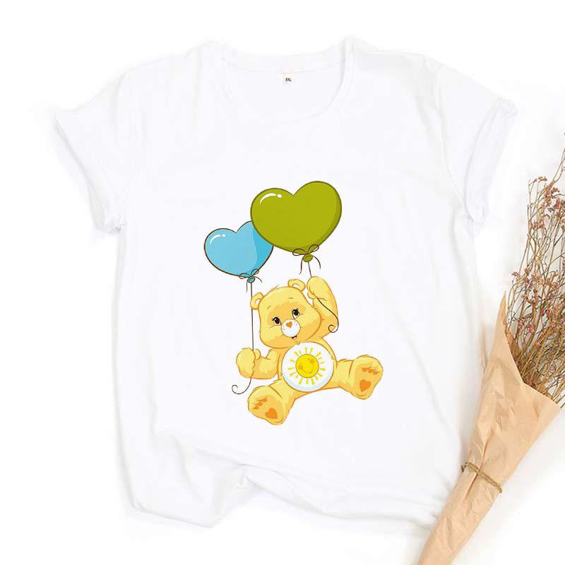Colorful Baby Bear Round Neck Casual Printed T-shirt Short Sleeve for Boys and Girls Graphic T Shirts Aesthetic