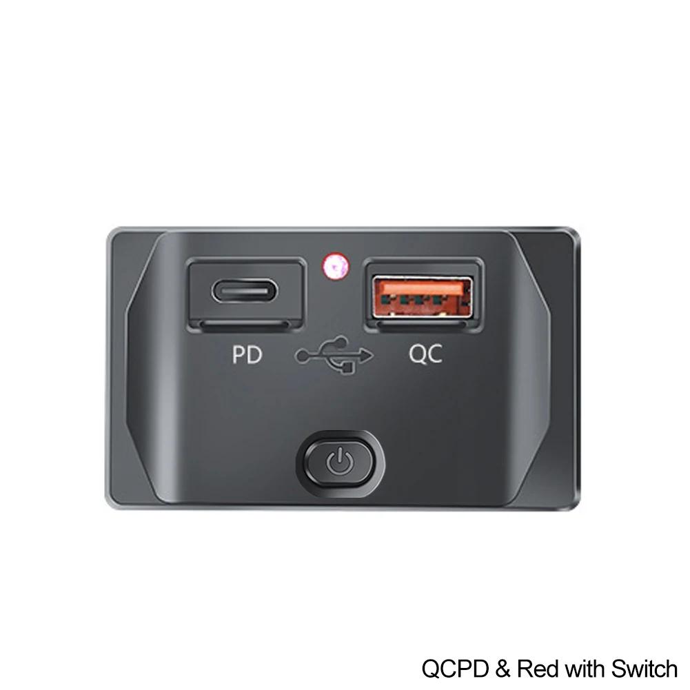 Новый автомобильный QC 3.0 USB PD Type C быстрое зарядное устройство розетка 12 В-24 В с переключателем светодиодная розетка быстрая зарядка для RV лодки мотоцикла
