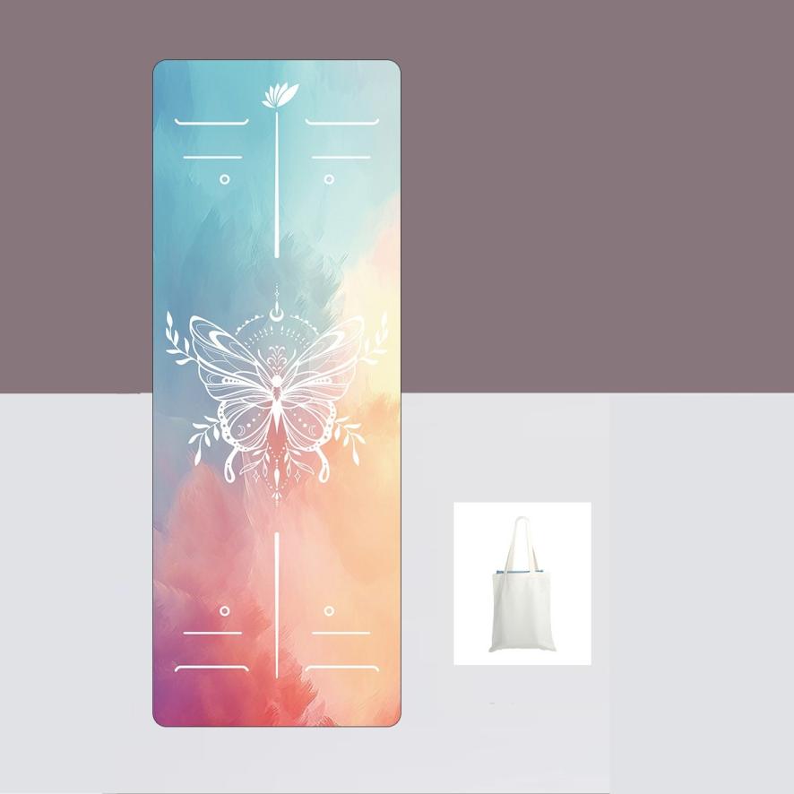 Коврик для йоги с принтом из натурального каучука и бархатной поверхностью. Тонкий нескользящий портативный складной напольный коврик, впитывающий пот. Фитнес-упражнения. Моющийся напольный коврик.