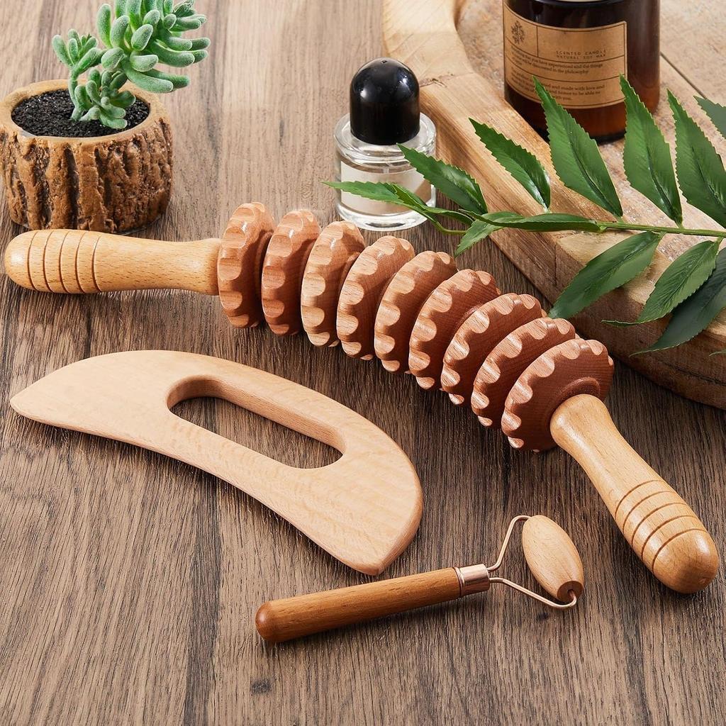 16-in-1 Wood Therapy Massage Tools Set for Body Sculpting Lymphatic Drainage Massager Maderoterapia Kit Therapy Tools Muscle Pain Relief Women Face