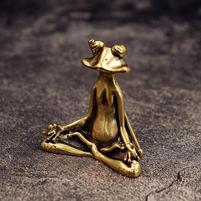 Yousheng Zen Лягушка Подставка для благовоний Орнамент Ретро Медь Скульптура животного Статуэтка для медитации Подставка для благовоний Украшение для стола