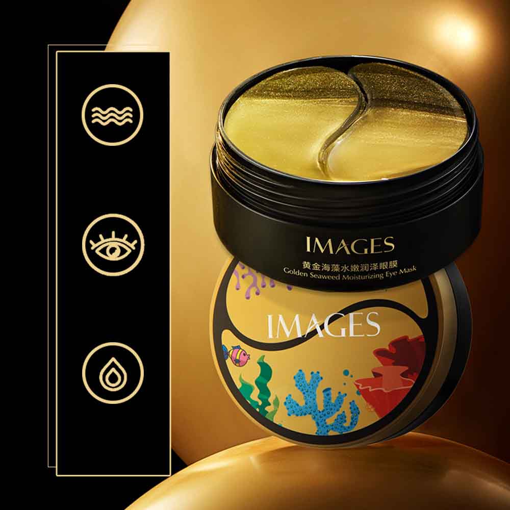Images Увлажняющая маска для глаз с золотыми морскими водорослями, питает и ухаживает за областью вокруг глаз, смешанные двухцветные патчи для глаз