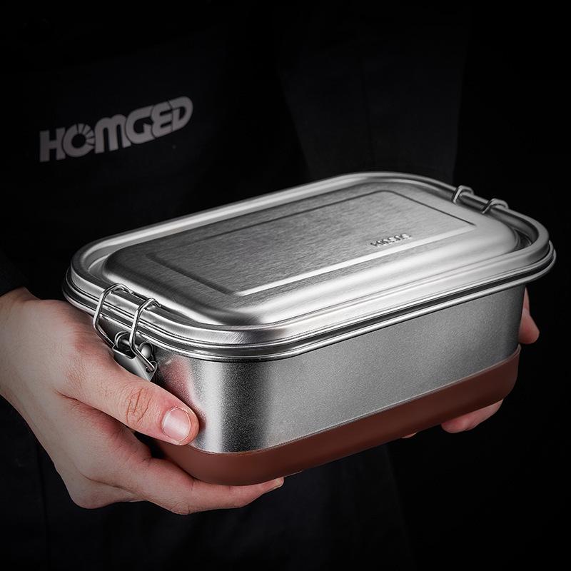 Stainless Steel Double Layer Lunch Box with Compartments Sealed Insulated Bento Food Storage Boxes Container Kitchen Tableware
