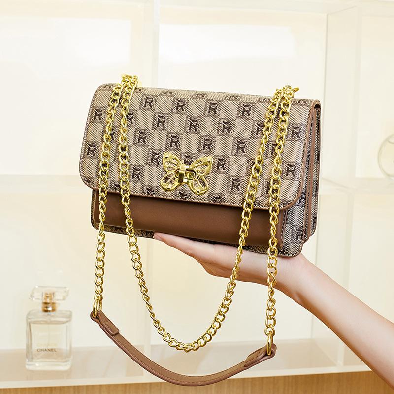 New Printed Women's Bag 2026 New High-End Fashion Retro Butterfly Underarm Chain Versatile Bag Single Shoulder Crossbody Bag