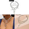 Vintage Heart Cross Pendant Necklace With Alloy Charm And Layered Floral Accents For Fashion