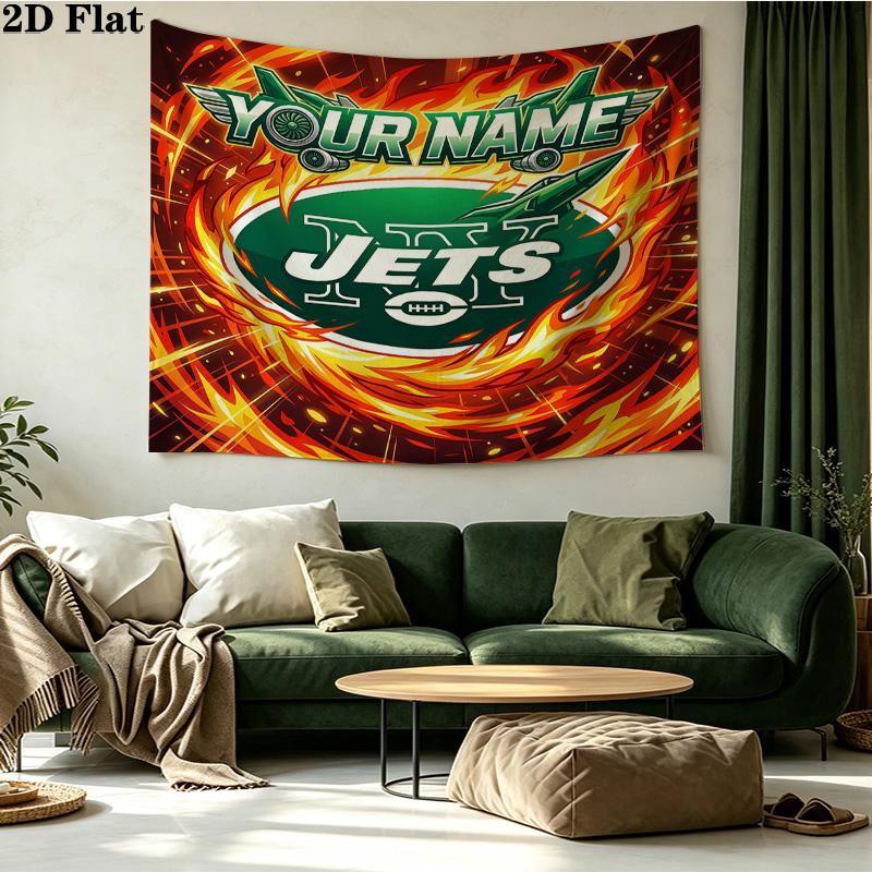 Custom Name New York Jets Printed Tapestry – Wall Hanging for Bedrooms, Dorms, and Home Decor