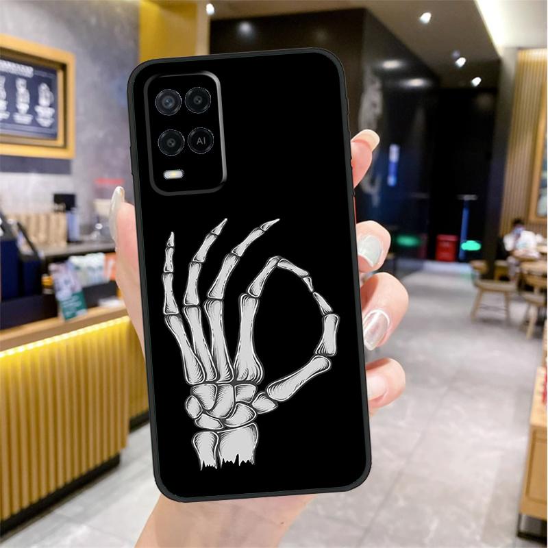 Чехол 'Скелет Средний палец' для Oppo A98 A18 A38 A58 A78 A60 A80 A40 A96 A76 A16 A94 A74 A54 A15 A17 A57 A77 A5 Pro