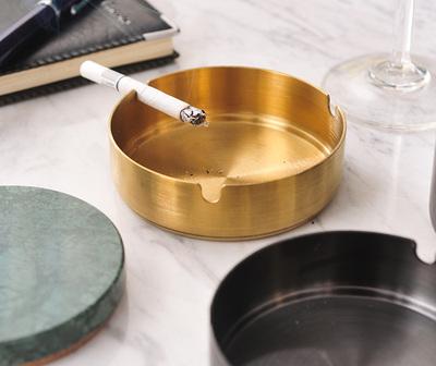 BREuropean Style Marble Alloy Ashtray with Lid Anti Fly Ash Luxury Stainless Steel Car Brass Color Multifunctional Ashtray DecorEY