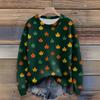 Long Sleeve Pullover Sweaters For Women O Neck Casual Cute Printing Knit Oversized Sweater