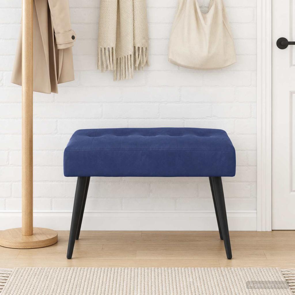 Button Tufted Bench Police Blue 60 x 40 x 45 cm Velvet