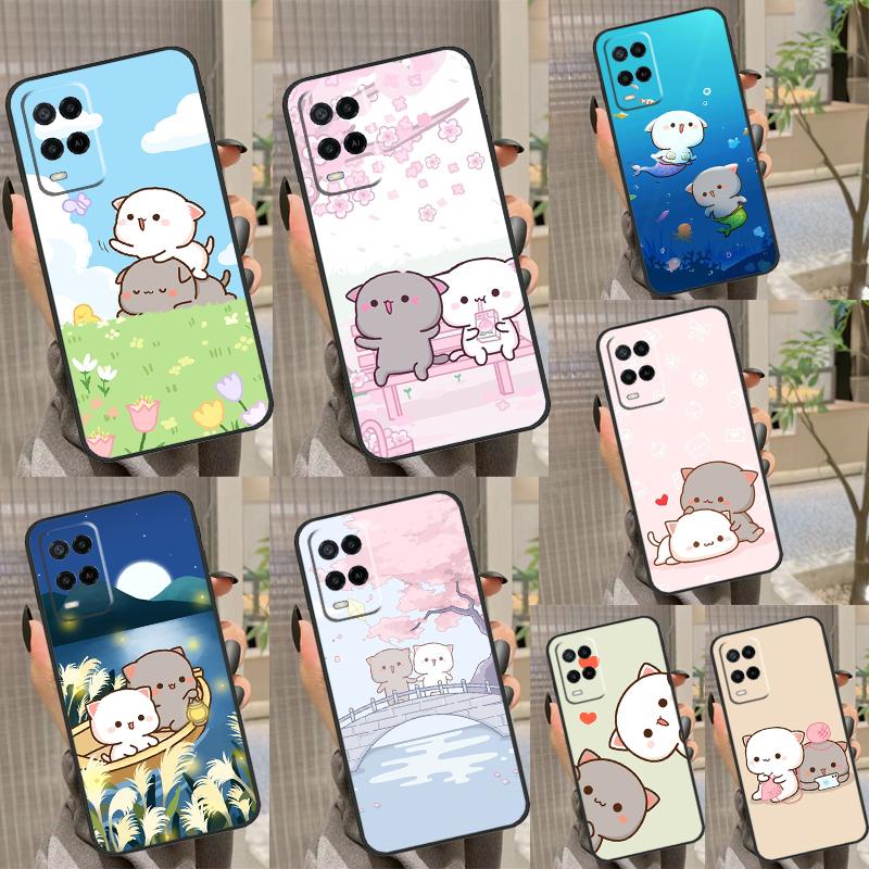 Мультяшный чехол Кот Персик Моти для OPPO A96 A76 A16 A5 A9 A15 A54 A74 A94 A78 A98 A17 A77 A52 A72 A93 A57S A54S A53S