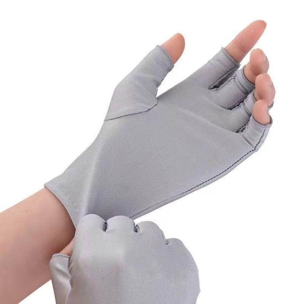 1 Pair Ice Silk Thin Ice Silk Gloves Semi-finger Half Finger Gloves Driving