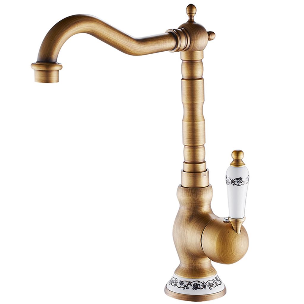 Kitchen Tap 360° Rotatable Vintage Bathroom Tap with Heat and cold control Single Ceramic Lever Faucet Home Bathroom Decoration