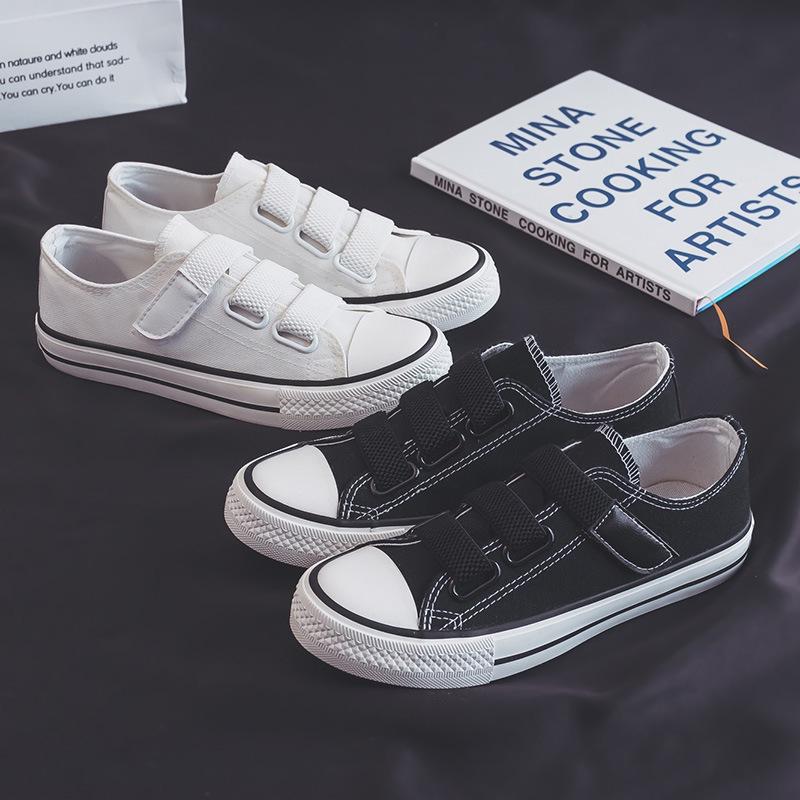 Women's Korean Spring Canvas Velcro Low-Top Shoes - CF005