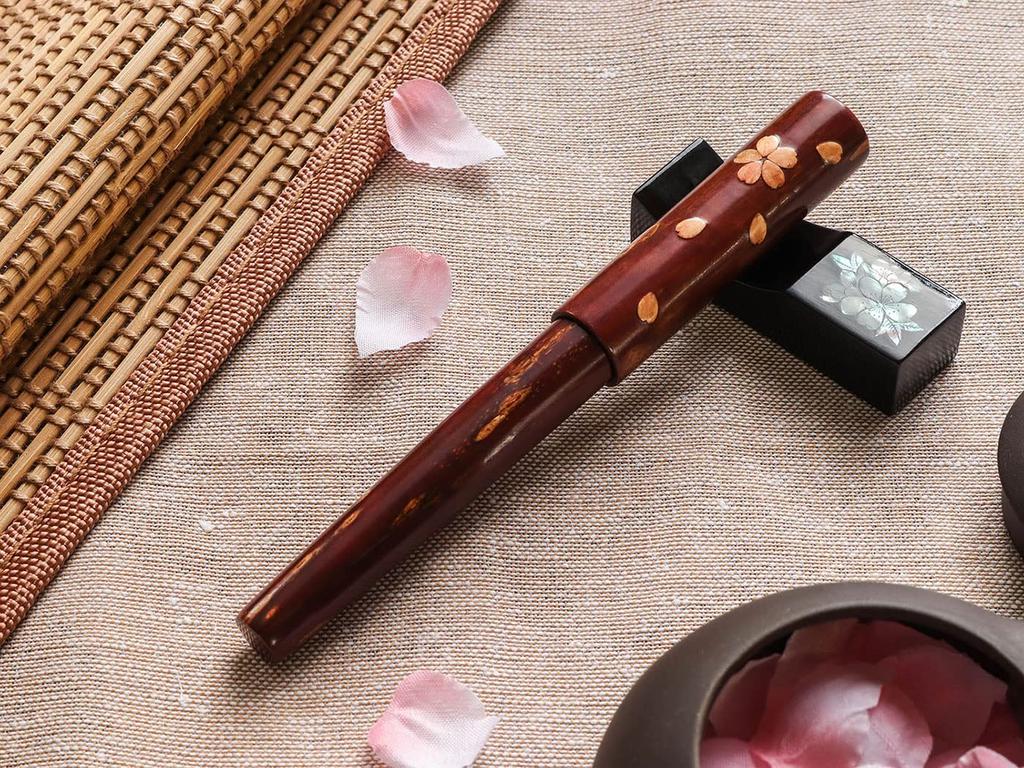 WANCHER Fountain World Birch Mountain Cherry Blossom Rain Natural Japanese Traditional World Birch Craft Fountain Medium Nib Pen, Craft, Design, Wood,