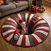 3D Christmas Floor Carpet Funny Visual Illusion Effect Christmas Optical Rug Room Circular Vortex Door Mat Party Decoration