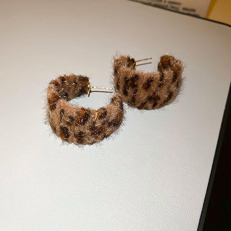 Серьги-подвески Геометрические с бантом Сердце леопарда Серебряная игла - Трендовый корейский стиль для женщин