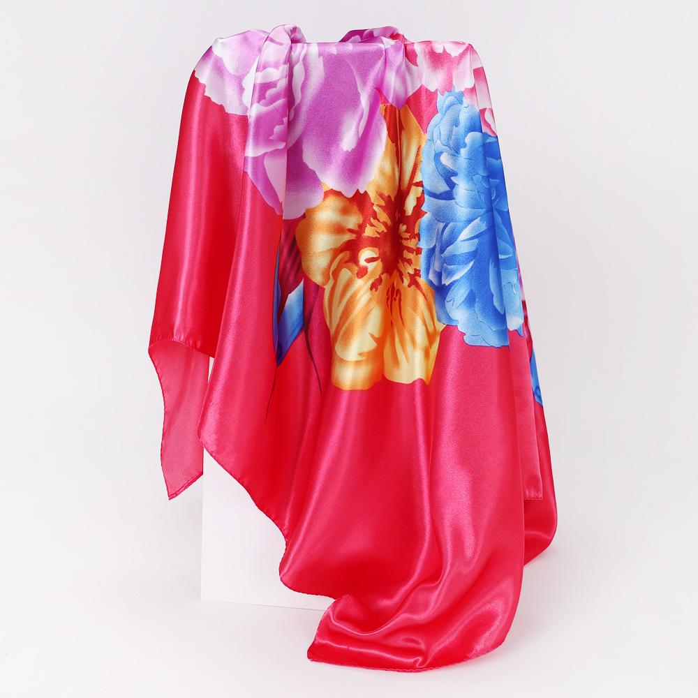 Шелковый шарф с тюрбаном и принтом. Шелковый квадратный шарф. Большой квадратный шарф 90 см. Женский солнцезащитный шарф-шаль.