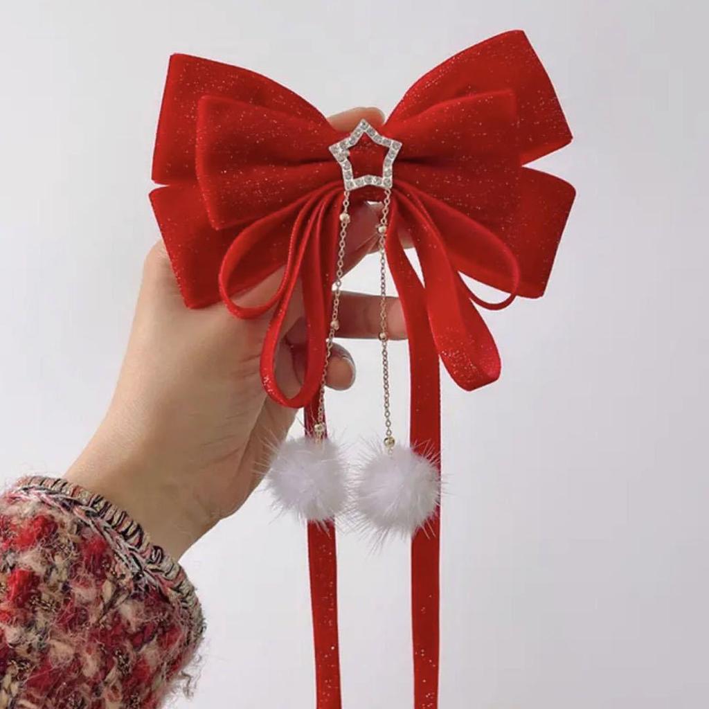 Девочки Пучок Прическа Красный Бант Заколка для Волос – Аксессуар Головной Убор Принцессы для Женщин и Детей