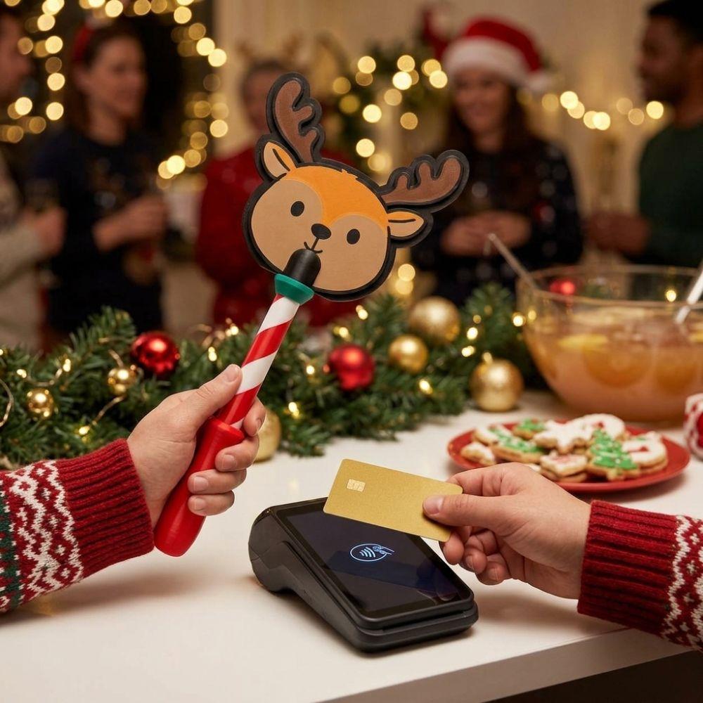 Plastic Christmas Credit Card Wand 3D Printed Santa Tap To Pay Wand Festive Shopping