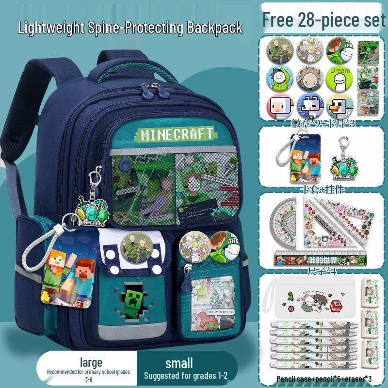 Minecraft School Backpack for Boys, Grades 3-6: Large Capacity, Lightweight, Reduces Burden