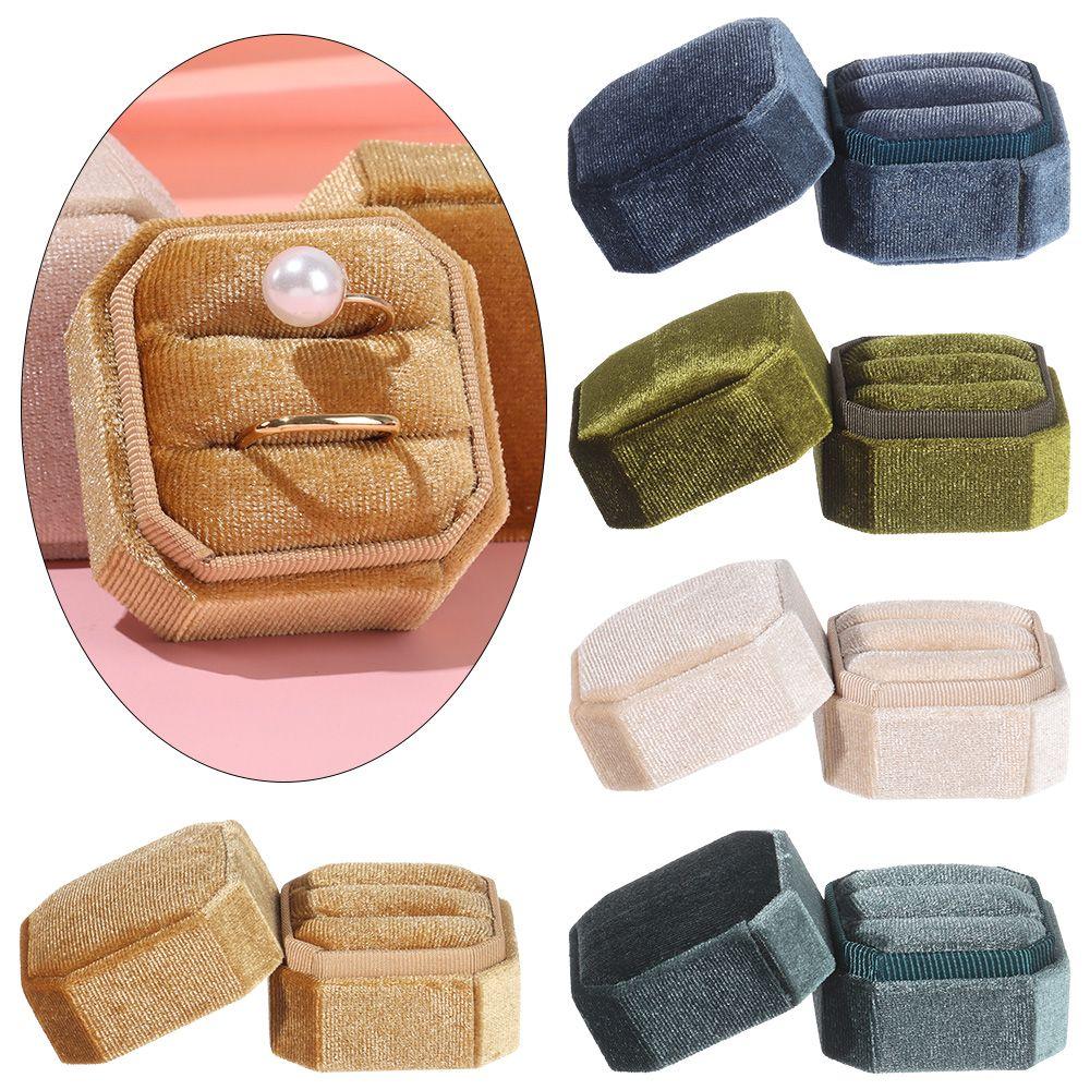 Octagon Square With Detachable Lid Ring Display Box Velvet Jewelry Box Double Ring Storage Box