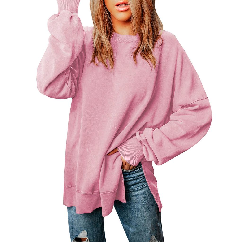 Женские повседневные свободные свободные топы с круглым вырезом и длинными рукавами, рубашки