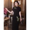 Cheongsam dress black new Chinese-style female mother middle-aged and thin new long improved high-end high-grade dress