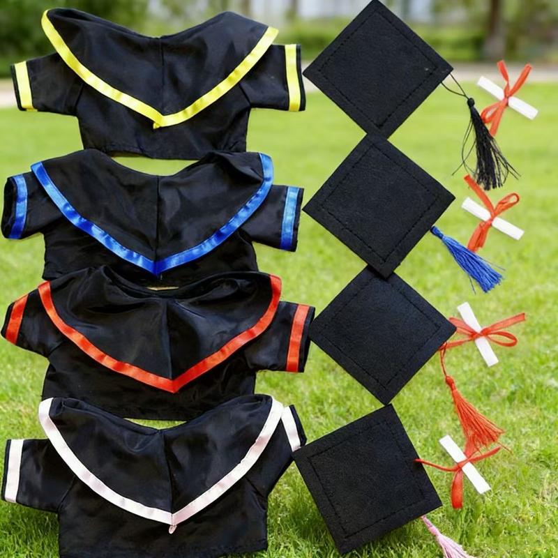 30cm Plush Bear Graduation Costume, Multi-color Doll Graduation Gown & Cap Decorative Accessories