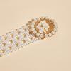 Women'S Sweet Temperament String Pearl Belt Elastic Wide Diamond Waist Seal Retro Skirt Decorative Belt