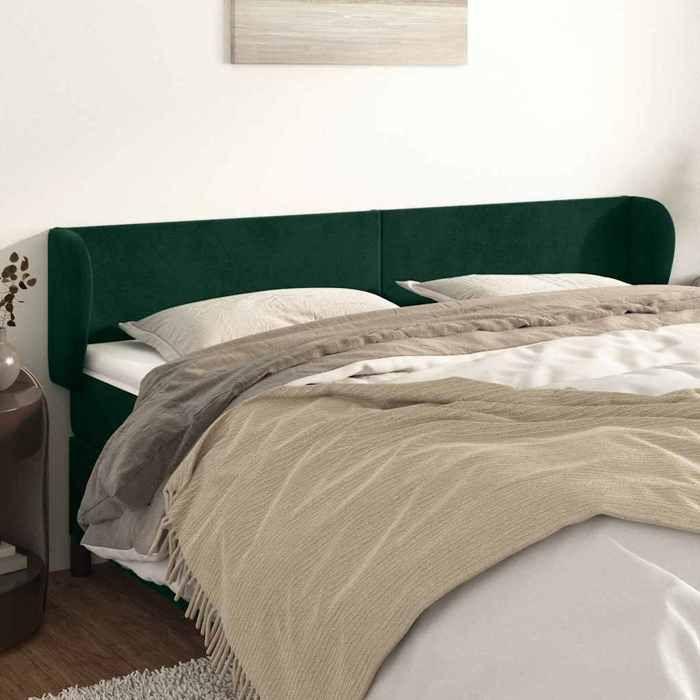Tête de lit - Maison Exclusive - Velours vert foncé - 203x23x78/88 cm - Hauteur réglable