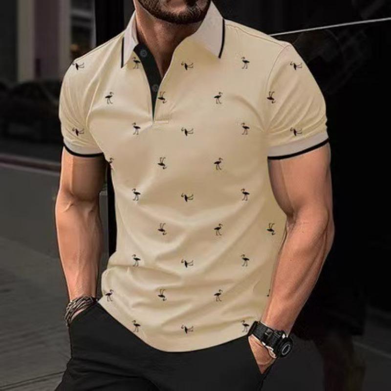 Men's Polo Shirts Short Sleeve Print Golf Shirts Fashion Casual Beach Collared T-Shirts