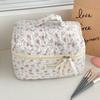 Rose Bow Floral Makeup Bag - Portable, Fresh Design, Perfect for Travel and Storage