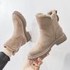 Women's Mid-Calf Fleece-Lined Snow Boots, Thick Warm Faux Fur Winter Shoes, Fashion Fall Winter Footwear