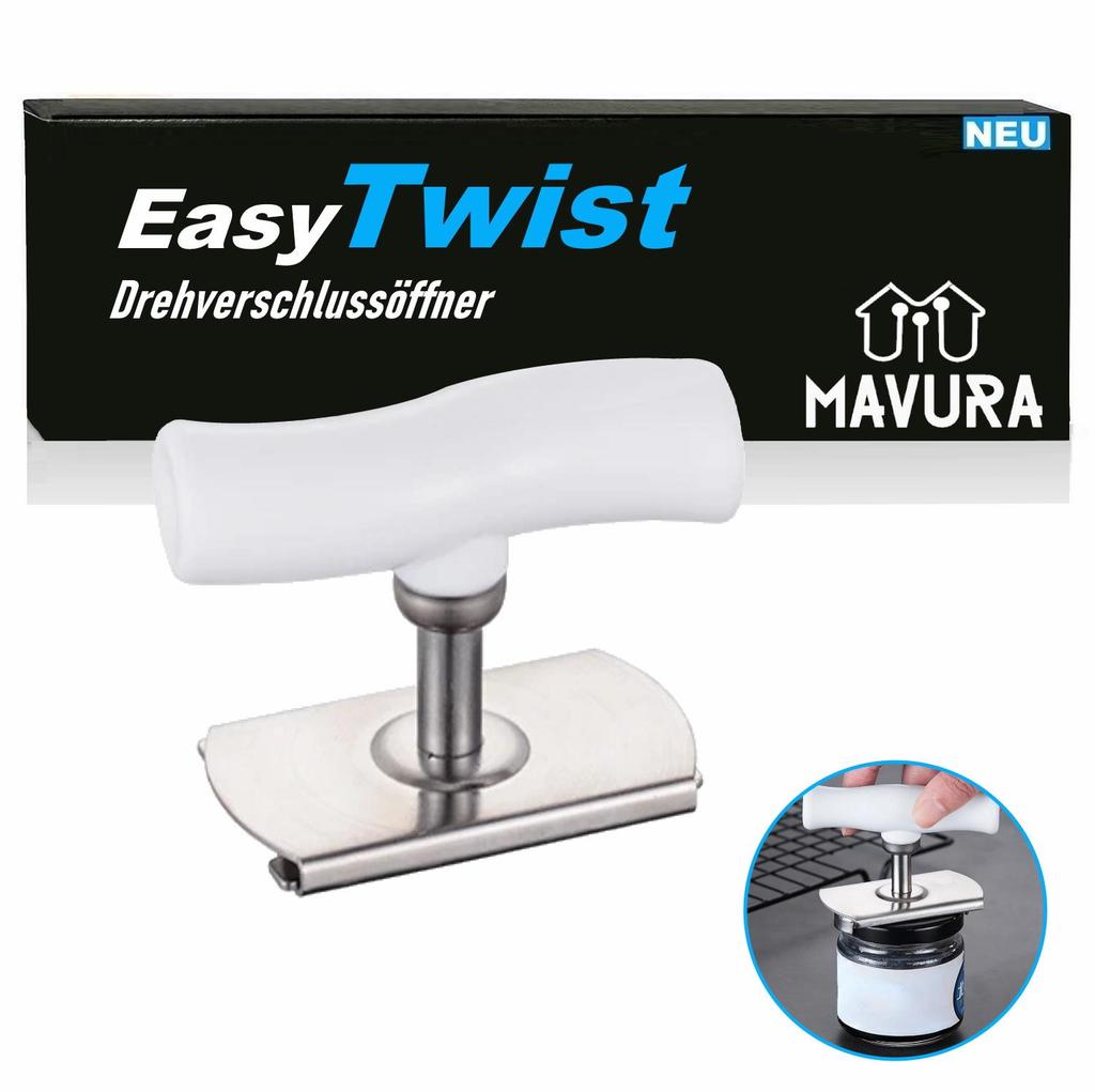 Открывалка EasyTwist, открывалка для банок, открывалка для винтовых крышек, белая