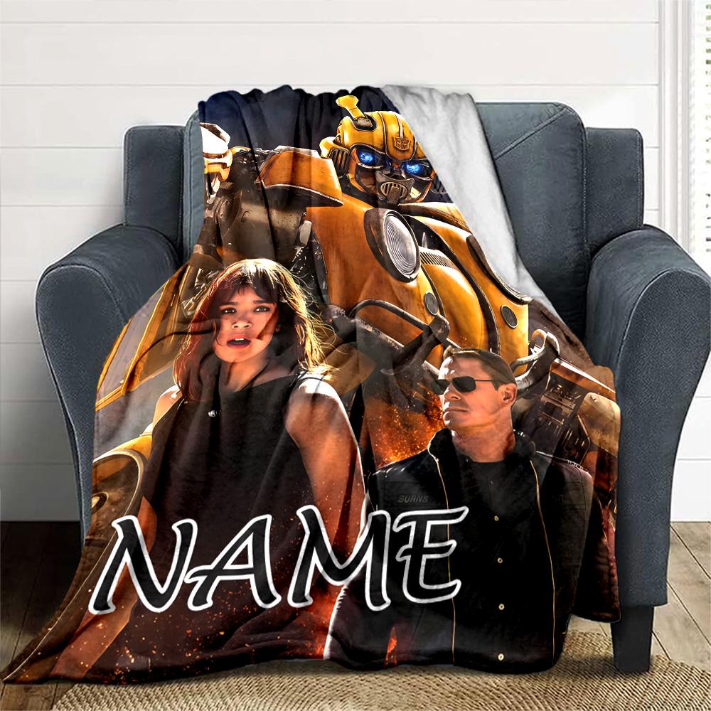 Customizable Bumblebee2 Throw Blanket – Personalized Name, All-Season Cozy Snug Blanket, Machine Washable, Personalized Blanket