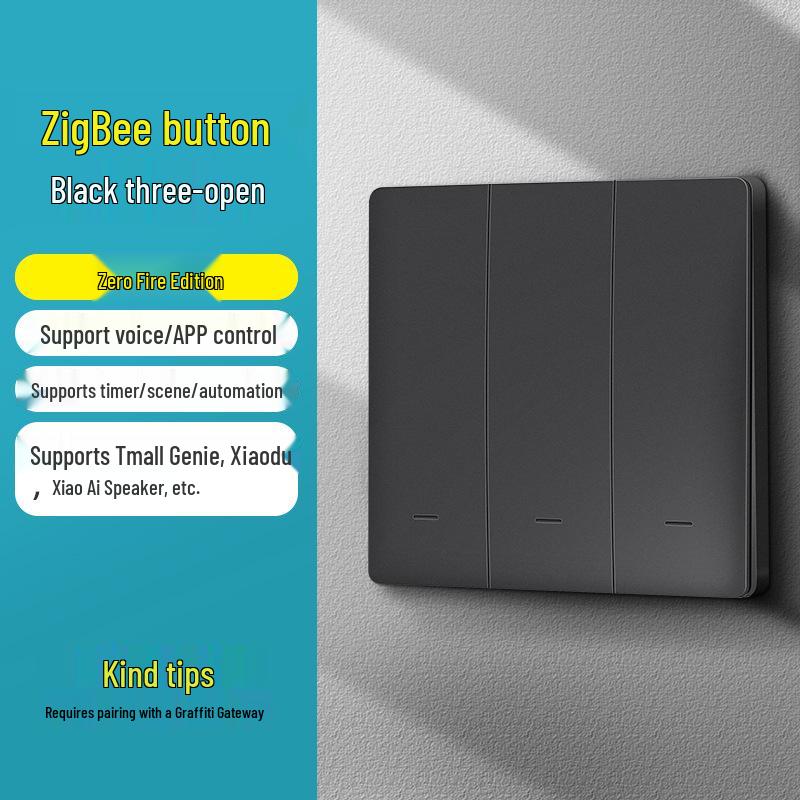 Умный переключатель Zhengshang B1 ZigBee с дизайном граффити - Стандарт ЕС, Совместим с Alexa и Google, Панель голосового дистанционного управления