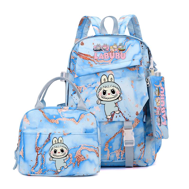 3Pcs/set Cute Printed Backpack Lunch Bag Pencil Case Teen Child Girl Kid Schoolbag Student Bookbag Knapsack Women Travel Bag Gift