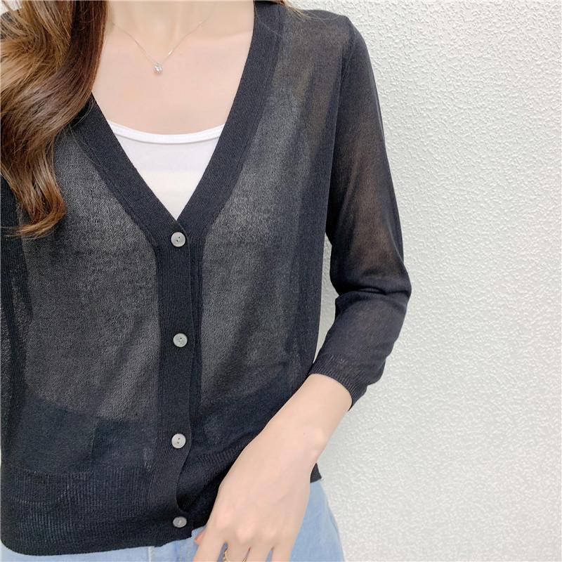 Летний кардиган из легкого трикотажа «Ледяной шелк» - Белый, Приталенный, Защита от солнца с длинными рукавами